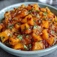 Vibrant mango habanero salsa with juicy mango, spicy habanero, and fresh cilantro in a colorful bowl.