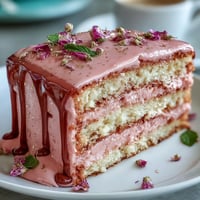 Elegant Bridal Shower Rosé Velvet Cake with shimmering gold drip frosting.
